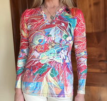 Load image into Gallery viewer, NEW!!  "Celebration in Red" V-Shaped Neck Long Sleeve Top