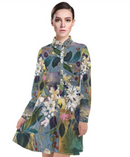 Load image into Gallery viewer, "Ayana Botanical" Long Sleeve Chiffon Shirt Dress