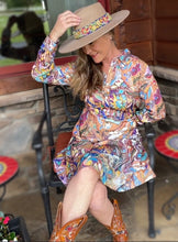 Load image into Gallery viewer, "Hidden Bunnies Botanical" Long Sleeve Chiffon Shirt Dress