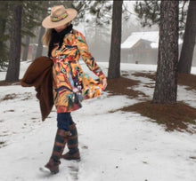 Load image into Gallery viewer, "Fiddlehead Fern Botanical" Long Sleeved Chiffon Shirt Dress