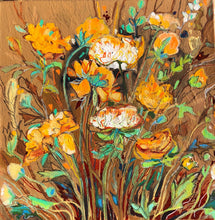 Load image into Gallery viewer, "Golden Ranunculus" 36x36 Inch Wild Rag Satin Scarf