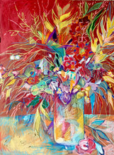 Load image into Gallery viewer, "Celebration In Red" 36x36 Inch Wild Rag Chiffon Scarf