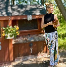 Load image into Gallery viewer, "Orchids with Blue Botanical" Artisan Maxi Crepe Skirt