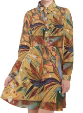 Load image into Gallery viewer, "Fiddlehead Fern Botanical" Long Sleeved Chiffon Shirt Dress