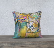 Load image into Gallery viewer, NEW!!! "Abstract Botanical with Pink"  18x18 Inch Velveteen Pillow Case