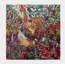 Load image into Gallery viewer, ANIMAL LOVERS COLLECTION "The Barnyard King Botanical" 36x36 Inch Chiffon Wild Rag Scarf (EG)