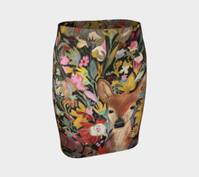 Load image into Gallery viewer, ANIMAL LOVERS COLLECTION "Fawn Botanical" Artisan Fitted Skirt