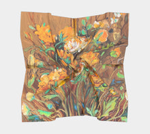 Load image into Gallery viewer, "Golden Ranunculus" 36x36 Inch Wild Rag Satin Scarf