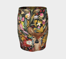 Load image into Gallery viewer, ANIMAL LOVERS COLLECTION "Fawn Botanical" Artisan Fitted Skirt