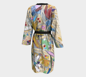 "Abstract with Pink Botanical" Long Chiffon Duster
