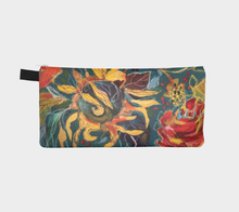 Load image into Gallery viewer, Gnarly Sunflower with Dark Teal Botanical Trinket Purse