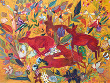 Load image into Gallery viewer, ANIMAL LOVERS COLLECTION &quot;Red Rabbits Run Botanical&quot; 26x26 Inch Chiffon Scarf
