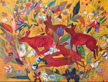 Load image into Gallery viewer, ANIMAL LOVERS COLLECTION "Red Rabbits Run Botanical" 26x26 Inch Chiffon Scarf