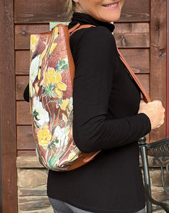 "Golden Ranunculus" Vegan Leather Backpack