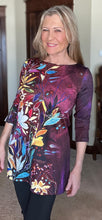 Load image into Gallery viewer, NEW!! "Enchantment in Pink and Burnt Sienna" 3/4 Sleeve Tunic with Slits