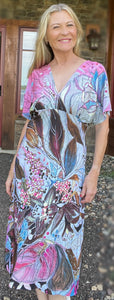NEW!! "Stella's Little Garden" Deep V-Neck Midi Dress