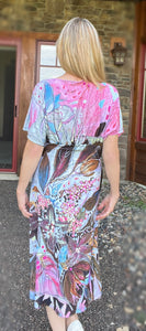 NEW!! "Stella's Little Garden" Deep V-Neck Midi Dress