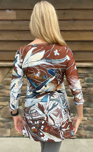 NEW!! “C. D. Botanical” 3/4 Sleeve Tunic with Slits