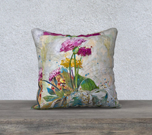 Load image into Gallery viewer, NEW!! 18x18 inch &quot;Pink and Yellow Ranunculus&quot; Velvet Artisan Accent Pillow Case
