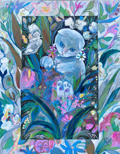 "White Kitten Botanical" 8x10 Inch Photo Print