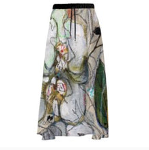 Load image into Gallery viewer, &quot;Orchids with Blue Botanical&quot; Artisan Maxi Crepe Skirt