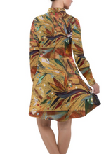 Load image into Gallery viewer, &quot;Fiddlehead Fern Botanical&quot; Long Sleeved Chiffon Shirt Dress