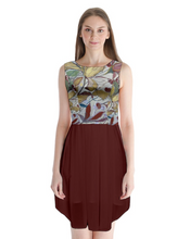 Load image into Gallery viewer, &quot;J.K. Botanical&quot; Sleeveless Chiffon Dress (Solid Burgundy Skirt)