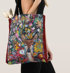 "Fawn Botanical" Canvas Tote Bag