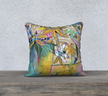 Load image into Gallery viewer, NEW!!! &quot;Abstract Botanical with Pink&quot;  18x18 Inch Velveteen Pillow Case