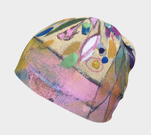 NEW!! "Abstract Botanical with Pink" Beanie