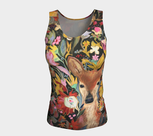 "Fawn Botanical" Peachskin Jersey Fitted Tank Top
