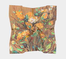 Load image into Gallery viewer, &quot;Golden Ranunculus&quot; 36x36 Inch Wild Rag Satin Scarf