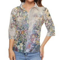 Load image into Gallery viewer, NEW!! &quot;Orchids and Such Botanical&quot; Quarter Sleeve Pocket Shirt