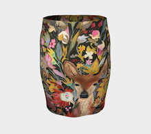 Load image into Gallery viewer, ANIMAL LOVERS COLLECTION &quot;Fawn Botanical&quot; Artisan Fitted Skirt