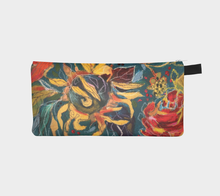 Load image into Gallery viewer, Gnarly Sunflower with Dark Teal Botanical Trinket Purse