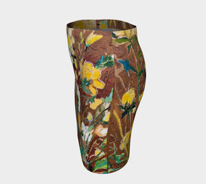 "Golden Ranunculus Botanical" Artisan Fitted Skirt